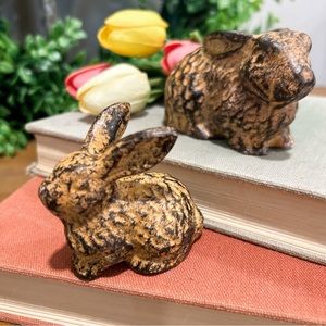 Cast Iron Rustic Bunnies - Set of 2